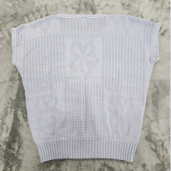 Vintage Jessica Scott Sweater Womens M Blue Crew Neck Short Sleeve Lightweight - Picture 3 of 8